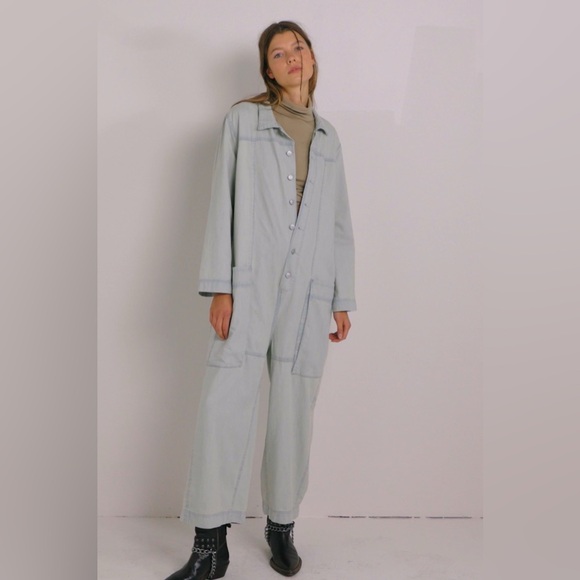 Free People Margerita Light Blue Beam denim/chambray jumpsuit-NEW